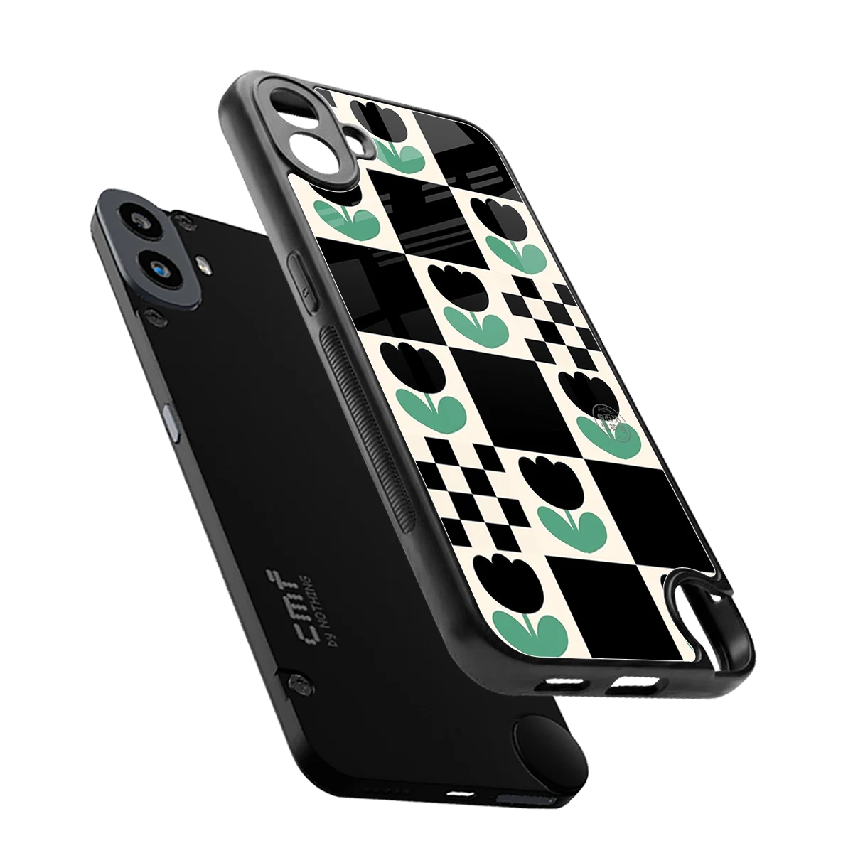 Minimalistic Flower Pattern sleek cmf nothing phone 1 cover with tempered glass back and TPU edges