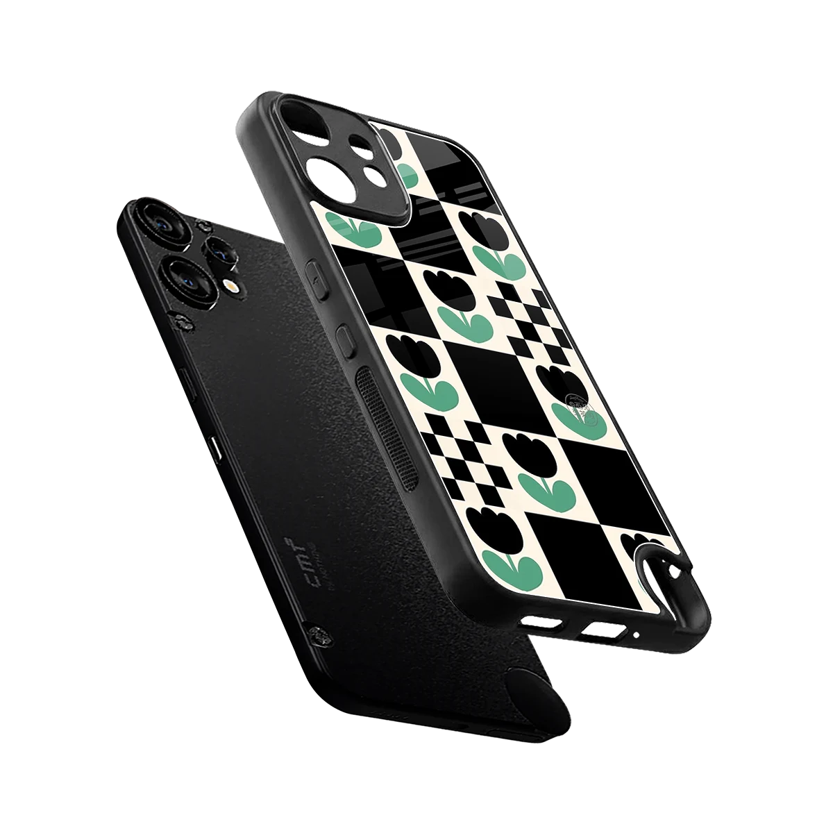 Minimalistic Flower Pattern sleek cmf nothing phone 2 pro cover with tempered glass back and TPU edges