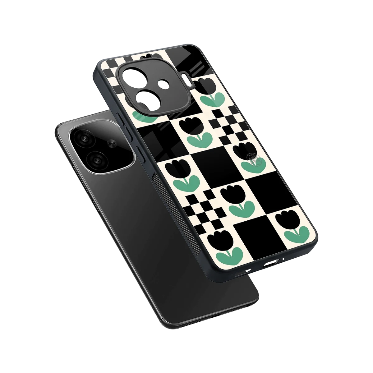 Minimalistic Flower Pattern sleek iqoo neo 10r 5g cover with tempered glass back and TPU edges