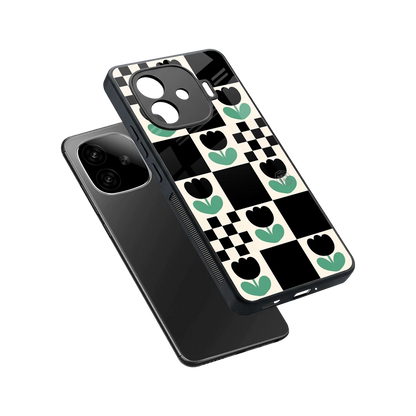 Minimalistic Flower Pattern sleek iqoo neo 10r 5g cover with tempered glass back and TPU edges