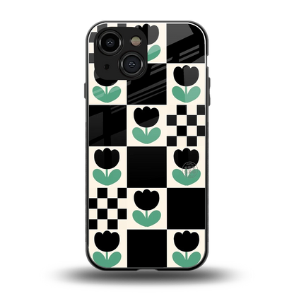 Minimalistic Flower Pattern back phone cover | glass case for iphone 13 mini