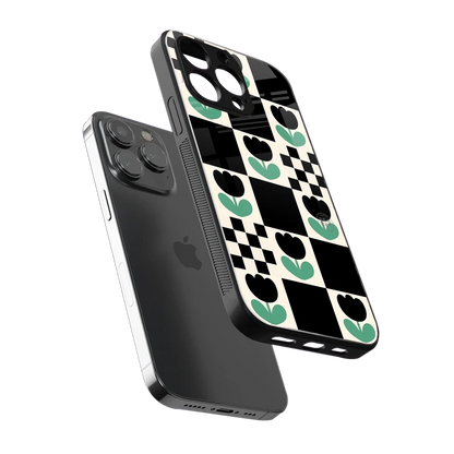 Minimalistic Flower Pattern sleek iphone 14 pro max cover with tempered glass back and TPU edges