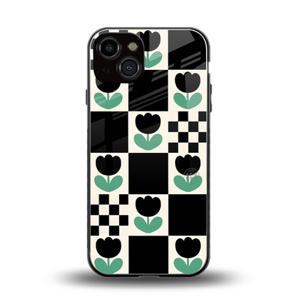 Minimalistic Flower Pattern back phone cover | glass case for iphone 14