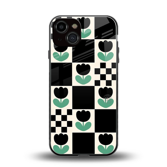 Minimalistic Flower Pattern back phone cover | glass case for iphone 14