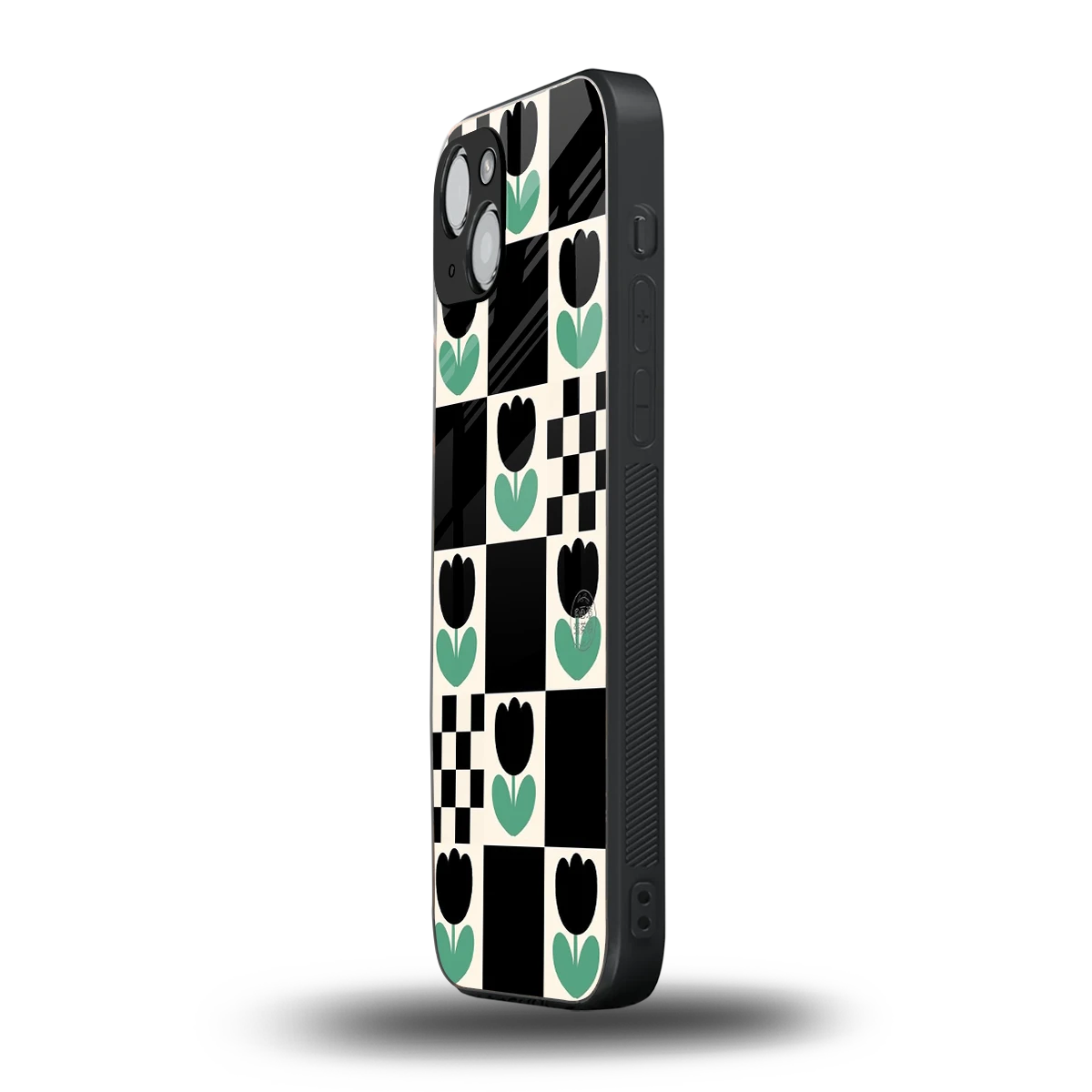 Minimalistic Flower Pattern iphone 14 plus mobile cover | shockproof glass phone case