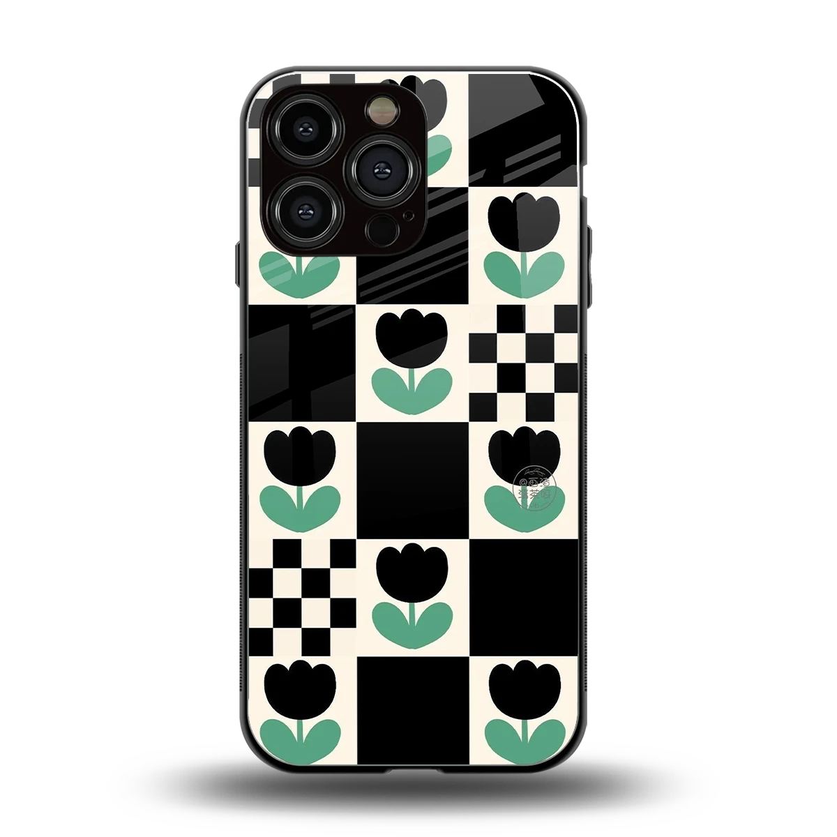 Minimalistic Flower Pattern back phone cover | glass case for iphone 15 pro max