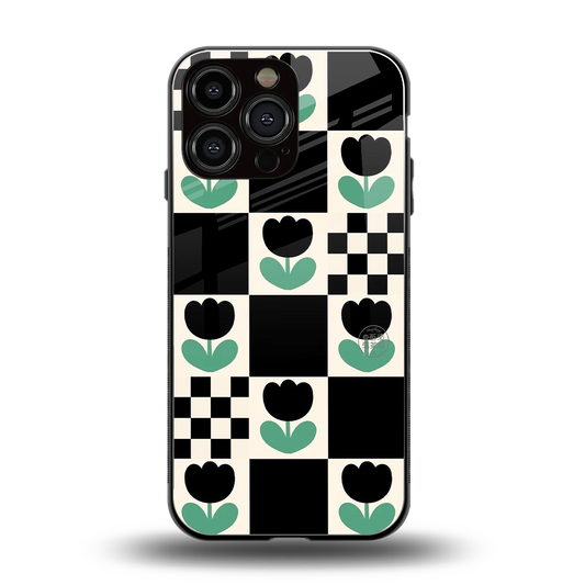 Minimalistic Flower Pattern back phone cover | glass case for iphone 15 pro max