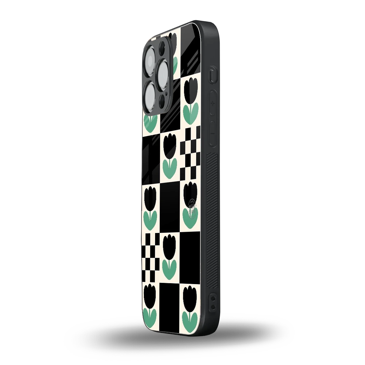 Minimalistic Flower Pattern iphone 15 pro max mobile cover | shockproof glass phone case