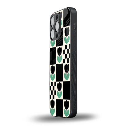 Minimalistic Flower Pattern iphone 15 pro max mobile cover | shockproof glass phone case