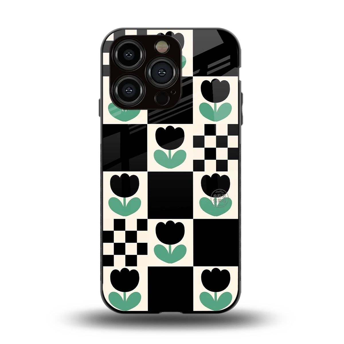 Minimalistic Flower Pattern back phone cover | glass case for iphone 15 pro