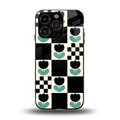 Minimalistic Flower Pattern back phone cover | glass case for iphone 15 pro