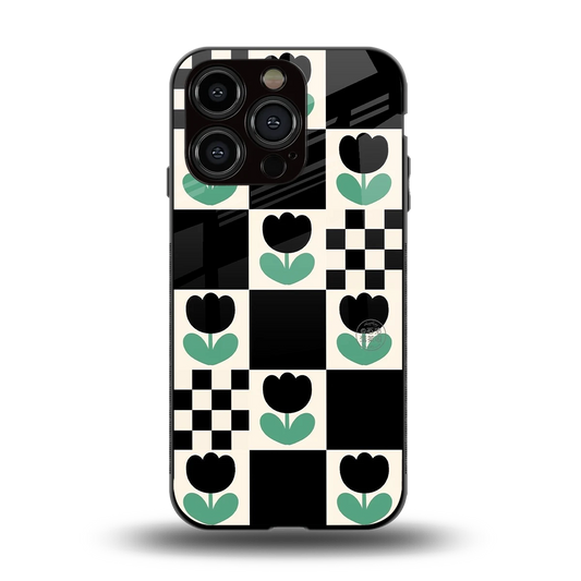 Minimalistic Flower Pattern back phone cover | glass case for iphone 15 pro