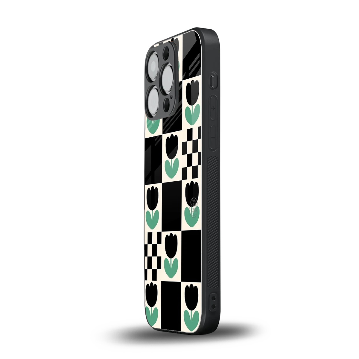 Minimalistic Flower Pattern iphone 15 pro mobile cover | shockproof glass phone case