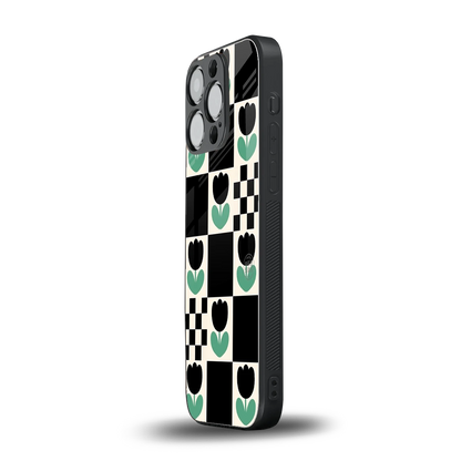 Minimalistic Flower Pattern iphone 15 pro mobile cover | shockproof glass phone case