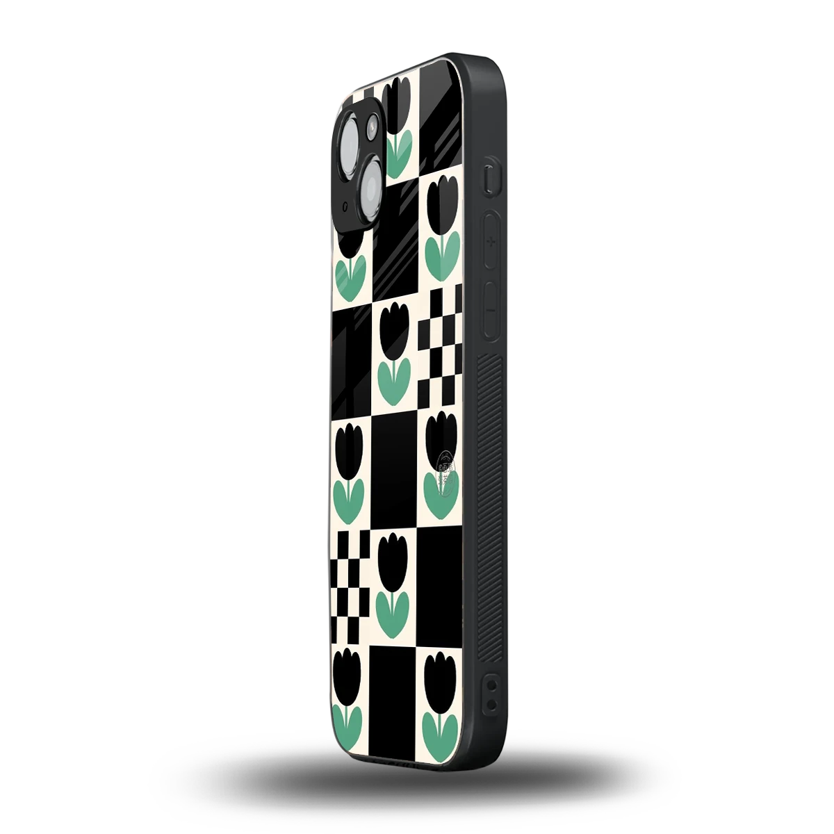 Minimalistic Flower Pattern iphone 15 mobile cover | shockproof glass phone case