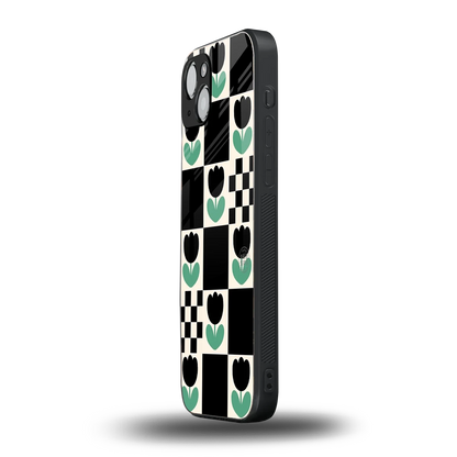 Minimalistic Flower Pattern iphone 15 mobile cover | shockproof glass phone case