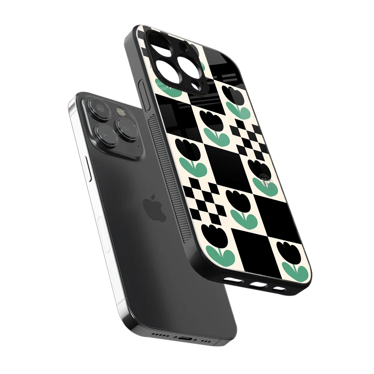 Minimalistic Flower Pattern sleek iphone 15 pro cover with tempered glass back and TPU edges