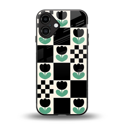 Minimalistic Flower Pattern back phone cover | glass case for iphone 16 plus