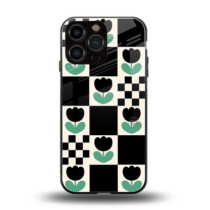 Minimalistic Flower Pattern back phone cover | glass case for iphone 16 pro max