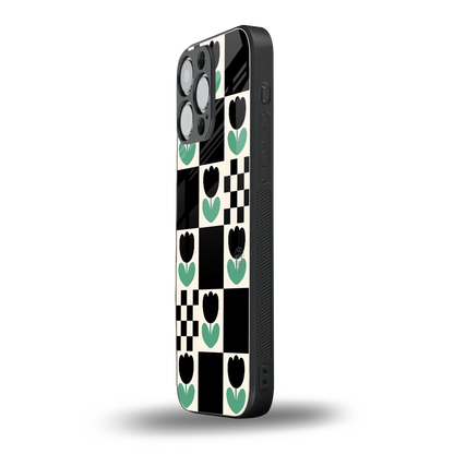 Minimalistic Flower Pattern iphone 16 pro max mobile cover | shockproof glass phone case