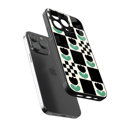 Minimalistic Flower Pattern sleek iphone 16 pro cover with tempered glass back and TPU edges