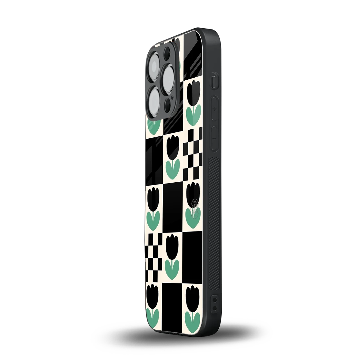 Minimalistic Flower Pattern iphone 16 pro mobile cover | shockproof glass phone case