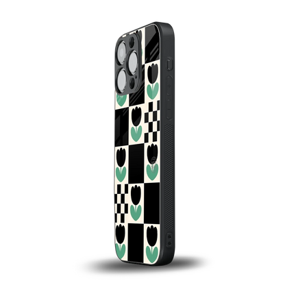 Minimalistic Flower Pattern iphone 16 pro mobile cover | shockproof glass phone case