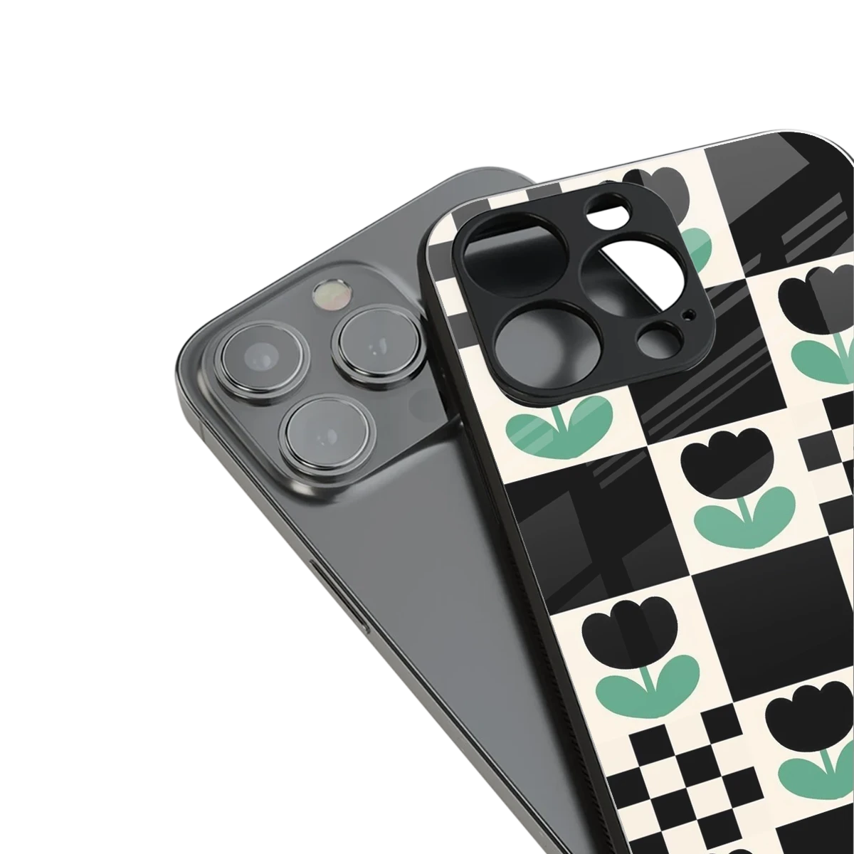 Minimalistic Flower Pattern stylish phone case for iphone 16 pro max | glossy glass and slim fit