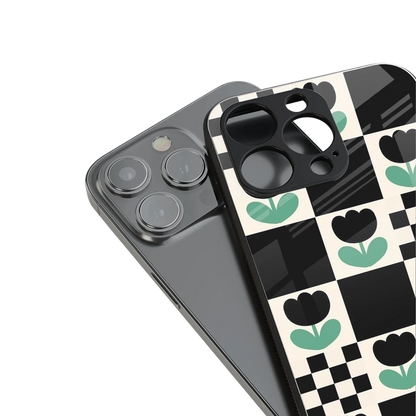 Minimalistic Flower Pattern stylish phone case for iphone 16 pro | glossy glass and slim fit