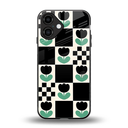 Minimalistic Flower Pattern back phone cover | glass case for iphone 16