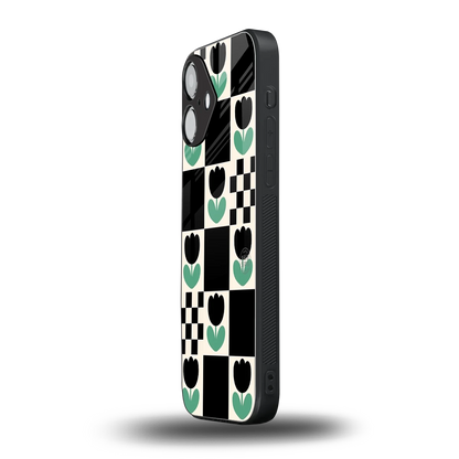 Minimalistic Flower Pattern iPhone 16 mobile cover | shockproof glass phone case