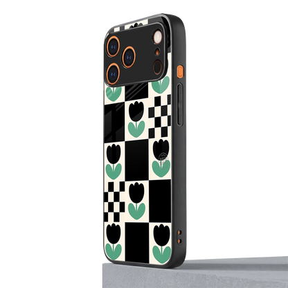 Minimalistic Flower Pattern iphone 17 pro mobile cover | shockproof glass phone case