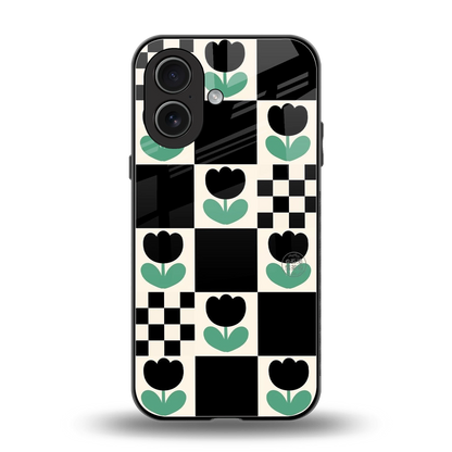 Minimalistic Flower Pattern back phone cover | glass case for iphone 17