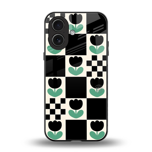 Minimalistic Flower Pattern back phone cover | glass case for iphone 17