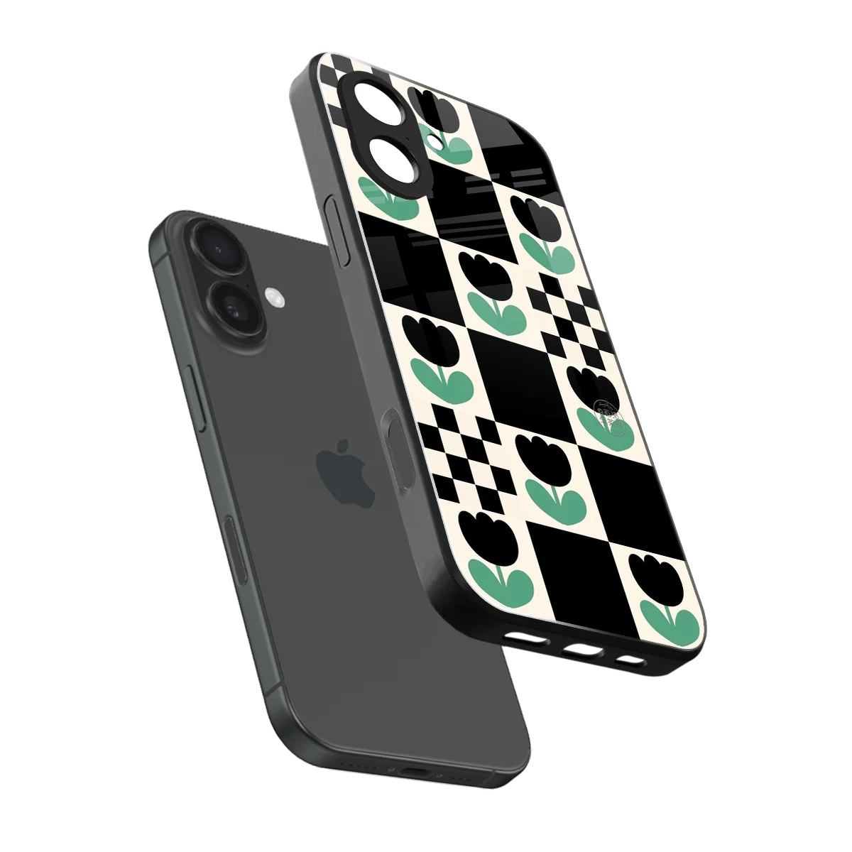 Minimalistic Flower Pattern sleek iphone 17 cover with tempered glass back and TPU edges