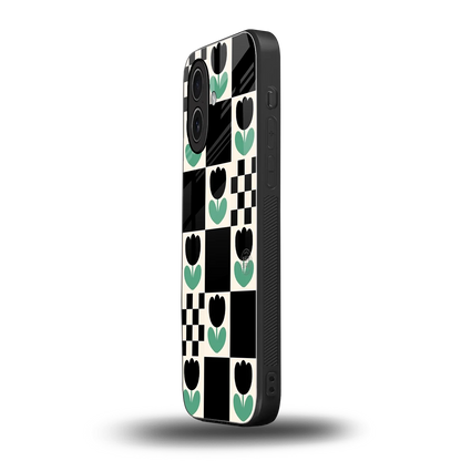 Minimalistic Flower Pattern iphone 17 mobile cover | shockproof glass phone case
