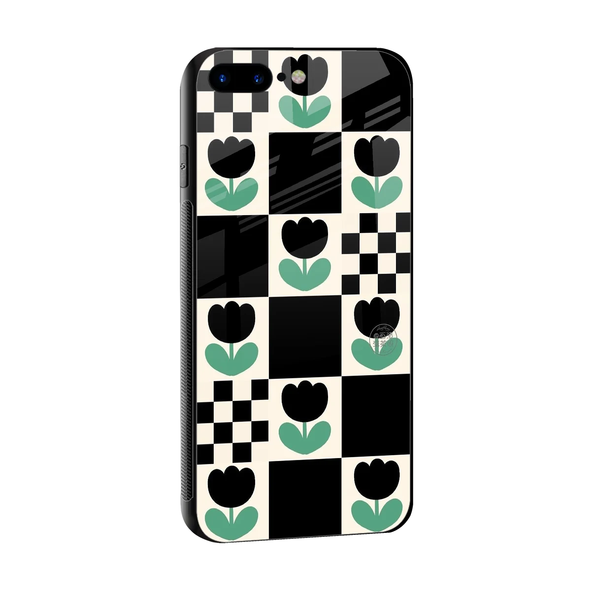 Minimalistic Flower Pattern sleek iphone 8 plus cover with tempered glass back and TPU edges
