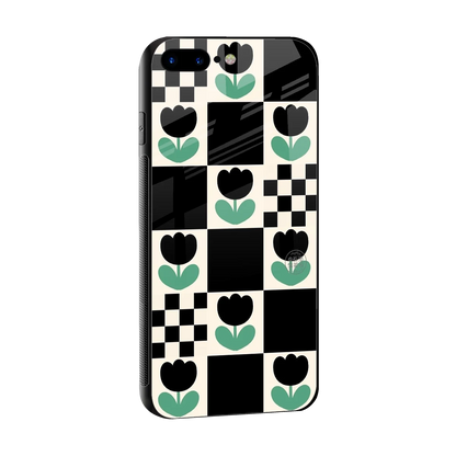 Minimalistic Flower Pattern sleek iphone 8 plus cover with tempered glass back and TPU edges