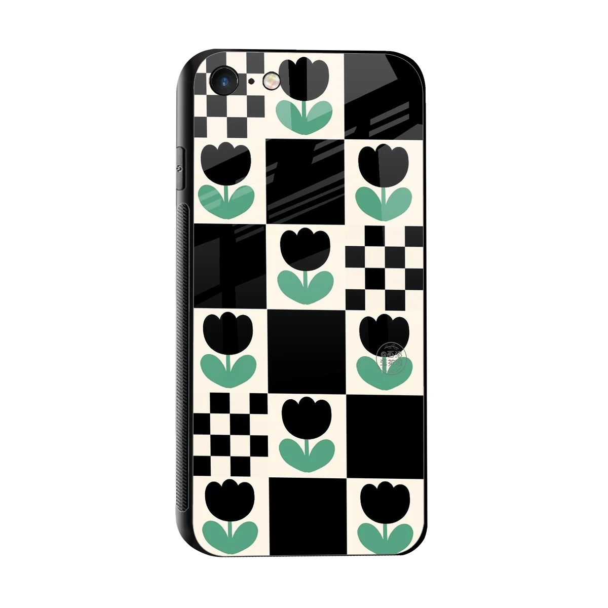Minimalistic Flower Pattern sleek iphone 7 cover with tempered glass back and TPU edges