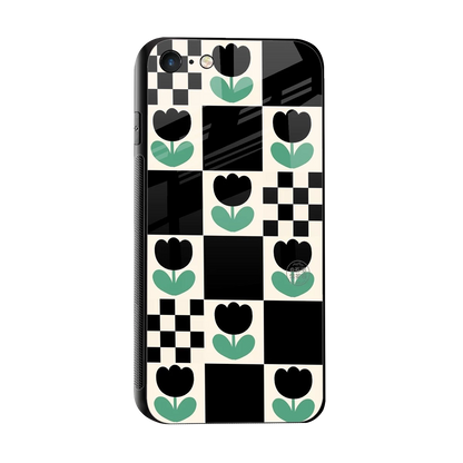 Minimalistic Flower Pattern sleek iphone 7 cover with tempered glass back and TPU edges
