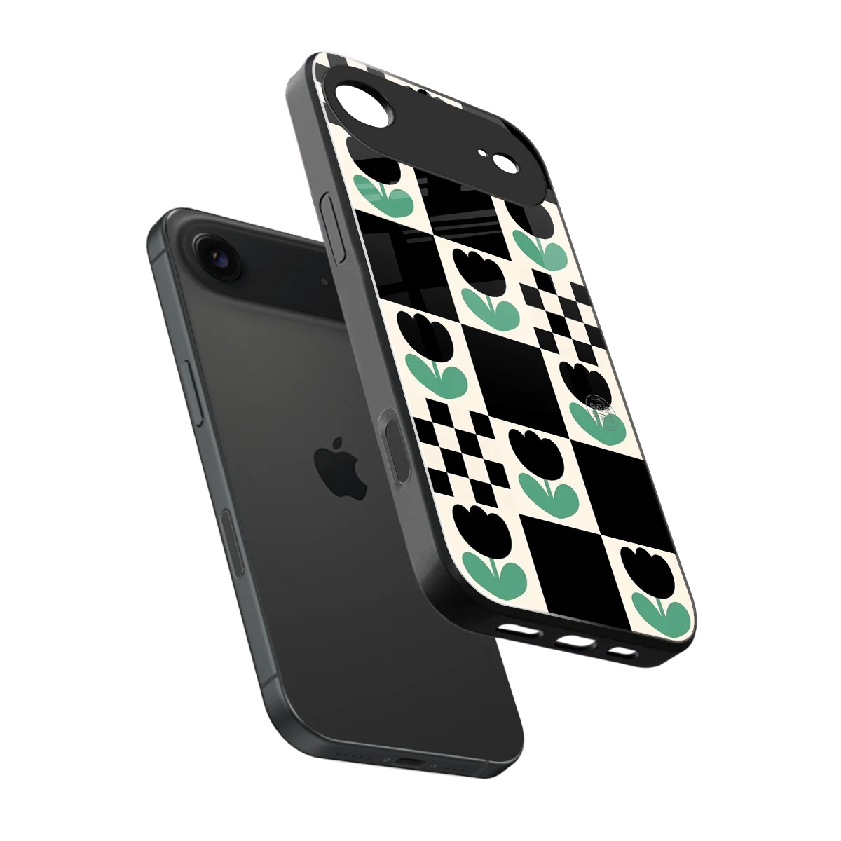 Minimalistic Flower Pattern sleek iphone air cover with tempered glass back and TPU edges