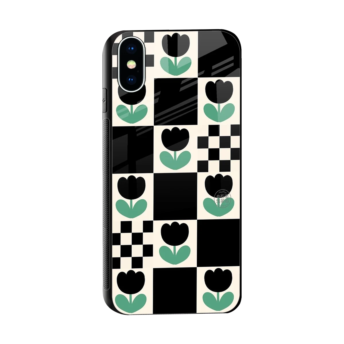 Minimalistic Flower Pattern sleek iphone x cover with tempered glass back and TPU edges