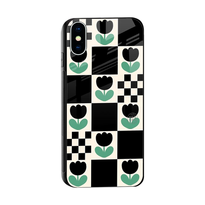 Minimalistic Flower Pattern sleek iphone x cover with tempered glass back and TPU edges