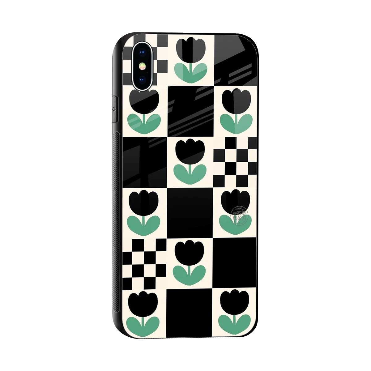 Minimalistic Flower Pattern sleek iphone xs max cover with tempered glass back and TPU edges