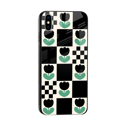 Minimalistic Flower Pattern sleek iphone xs max cover with tempered glass back and TPU edges