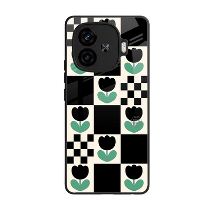 Minimalistic Flower Pattern back phone cover | glass case for iqoo neo 10r 5g