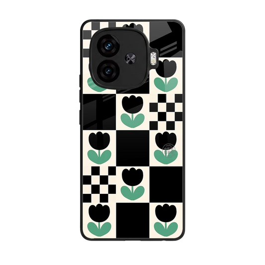 Minimalistic Flower Pattern back phone cover | glass case for iqoo neo 10r 5g