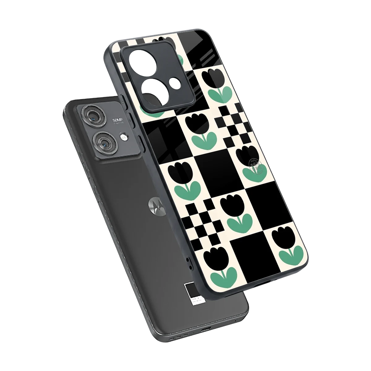 Minimalistic Flower Pattern sleek motorola edge 40 neo 5g cover with tempered glass back and TPU edges