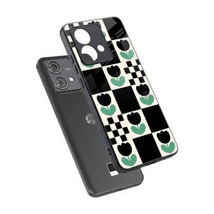 Minimalistic Flower Pattern sleek motorola edge 40 neo 5g cover with tempered glass back and TPU edges