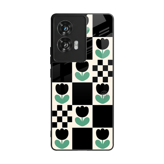 Minimalistic Flower Pattern back phone cover | glass case for motorola edge 50 fusion